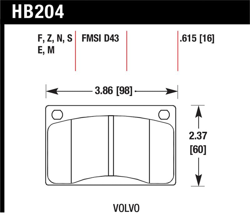 Hawk Performance HB204N.615 HP Plus Crossover Street/Motorsport Brake Pads