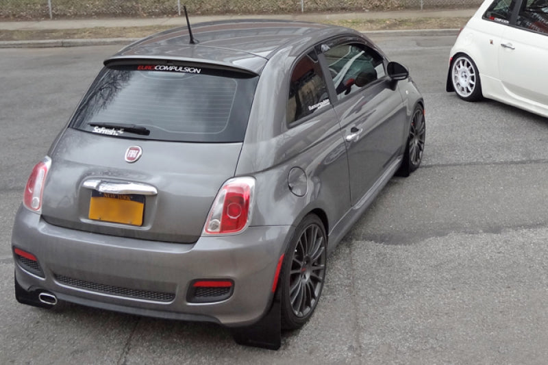 Rally Armor UR Mud Flaps - 2012-2019 Fiat 500 - Black/Red Logo - #MF25-UR-BLK/RD