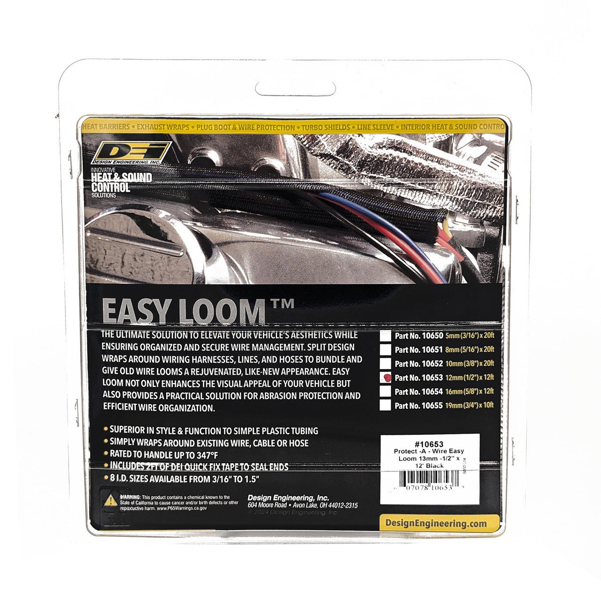 DEI Split Wire Sleeve Easy Loom 13mm-1/2in x 12 Black