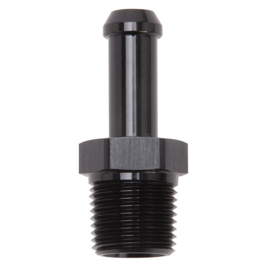 Edelbrock 8117 Hose End Straight 3/8 in NPT to 3/8 in Barb Black Anodized