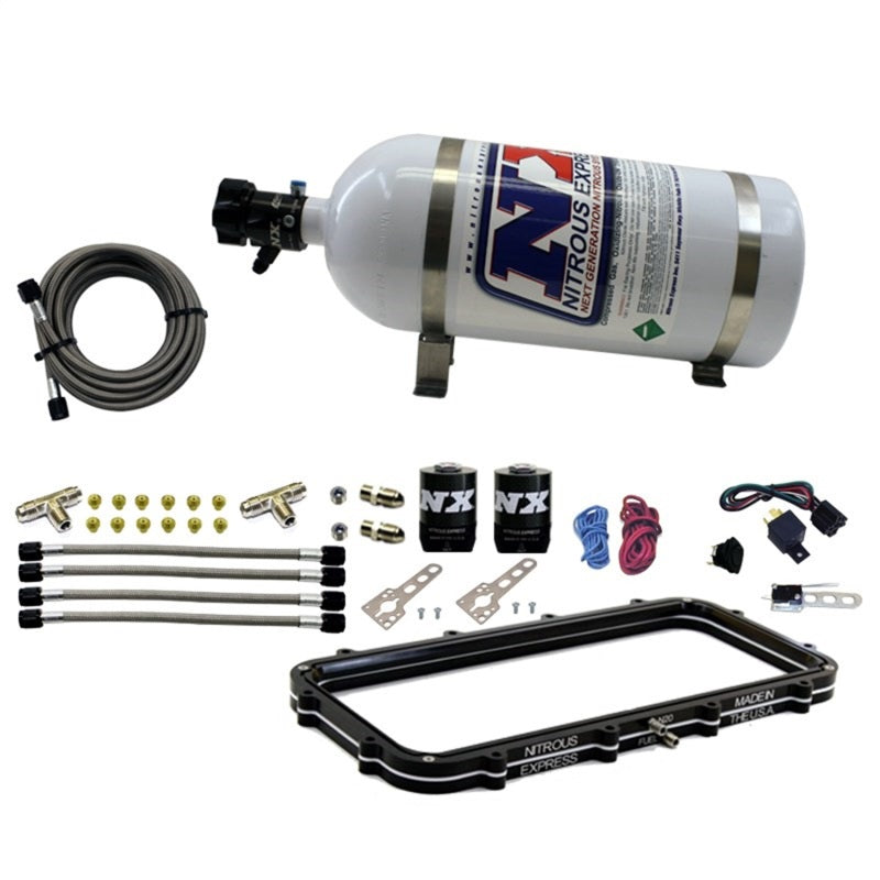 Nitrous Express Nitrous Plate Kit w/10lb Bottle for Holley High Ram Plenum