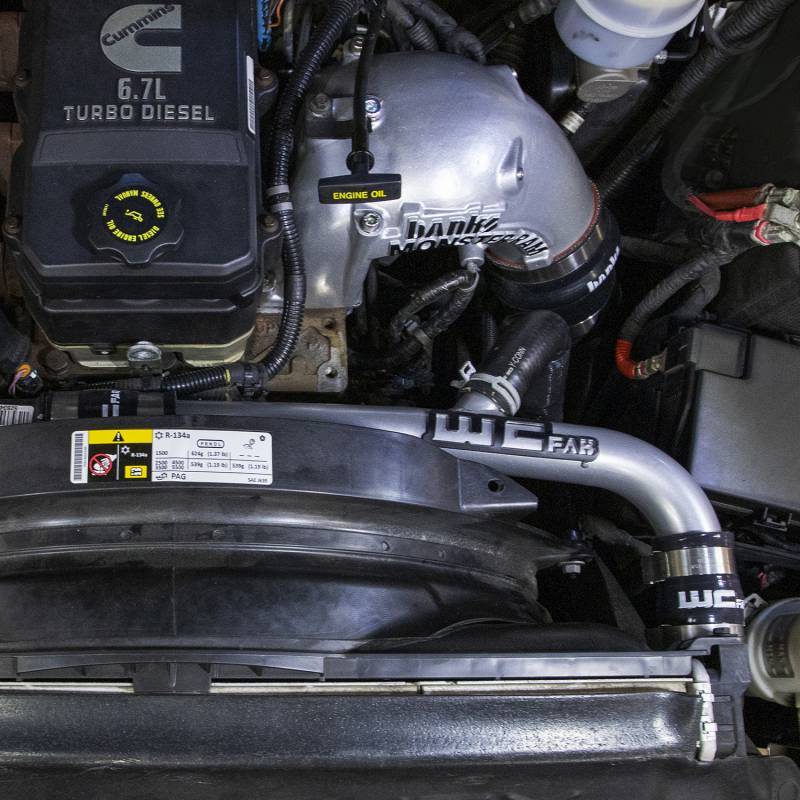 Wehrli Custom Fabrication WCF100867-GB Upper Coolant Pipe with Dual Radiator Gloss Black for 2013-2015 Ram 2500 / 3500 6.7L Cummins