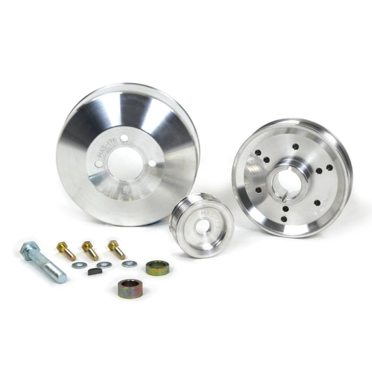 BBK Performance 1555 Underdrive Pulley Kit Billet Aluminum 3-Piece for 1996-2001 Ford Mustang 4.6L