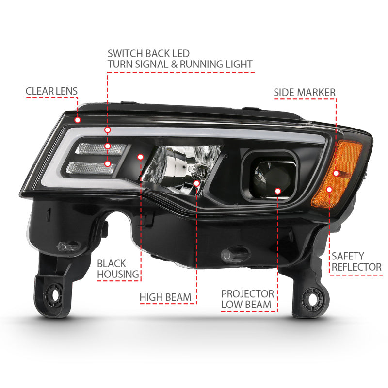 ANZO 2017-2022 Jeep Grand Cherokee LED Projector Headlights