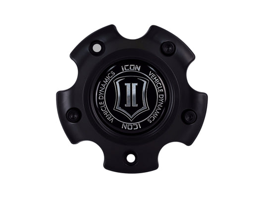 ICON 6x135 Embossed Center Cap - Satin Black/White