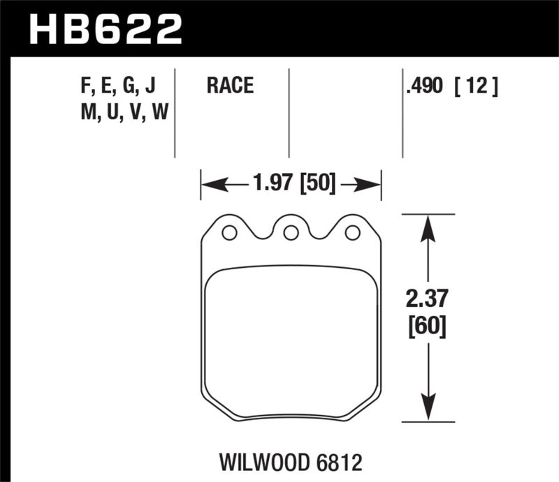 Hawk Performance HB622U.490 DTC-70 Motorsport Brake Pads