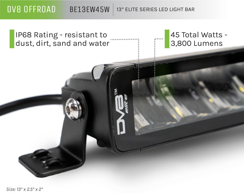 DV8 Offroad Elite Series 13in Light Bar 45W Flood/Spot LED - #BE13EW45W