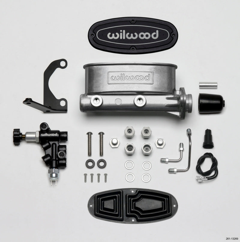Wilwood HV Tandem M/C Kit w L/H Bracket & Prop Valve - 1in Bore - #261-13269