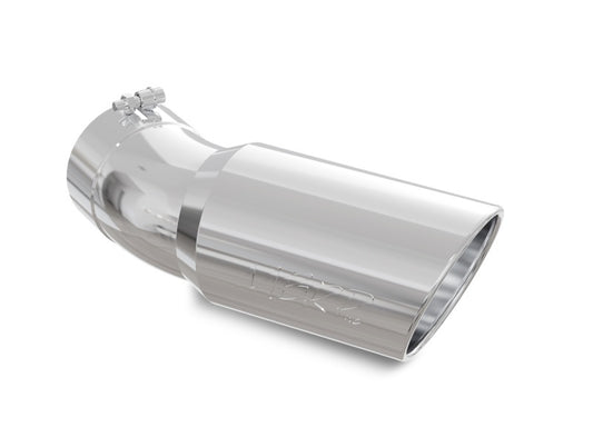 MBRP T5154 T304 Angled Rolled End Tip with 6in O.D, 5in Inlet, 15 1/2in in Length, 30 Degree Bend