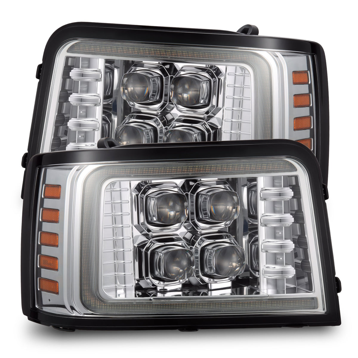 AlphaRex 880377 92-96 Ford Bronco NOVA LED Projector Headlights Chrome with Activation Light Sequential Signal and Switchback DRL