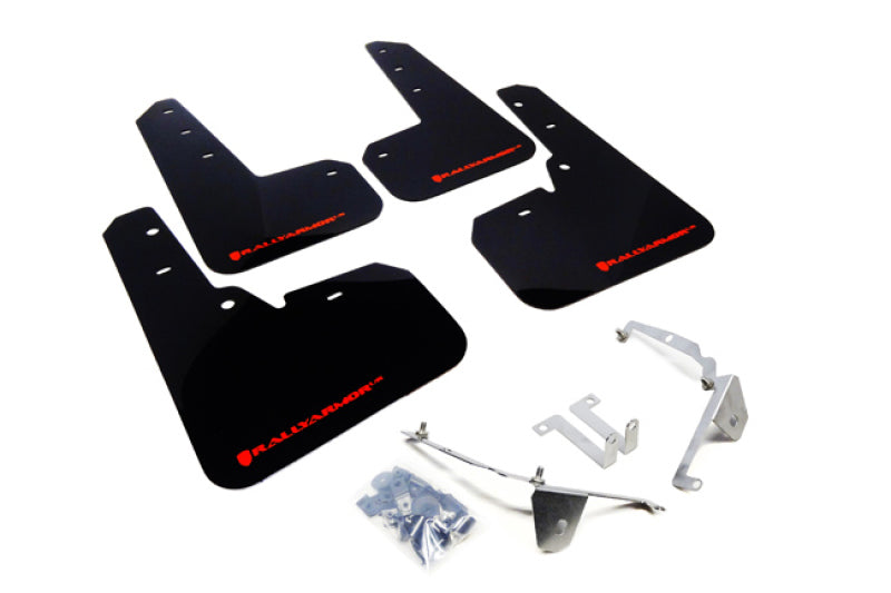 Rally Armor UR Mud Flaps - 2013-2015 Subaru XV Crosstrek, 2016-2017 Subaru Crosstrek - Black/Red Logo - #MF26-UR-BLK/RD