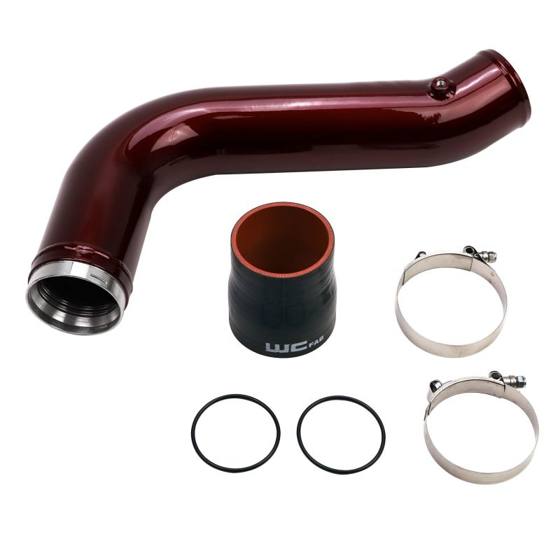 Wehrli Custom Fabrication WCF100530-GB Passenger Side 3.5in Intercooler Pipe Gloss Black for 2017-2019 Chevrolet Silverado / GMC Sierra 2500 HD / 3500 HD L5P Duramax