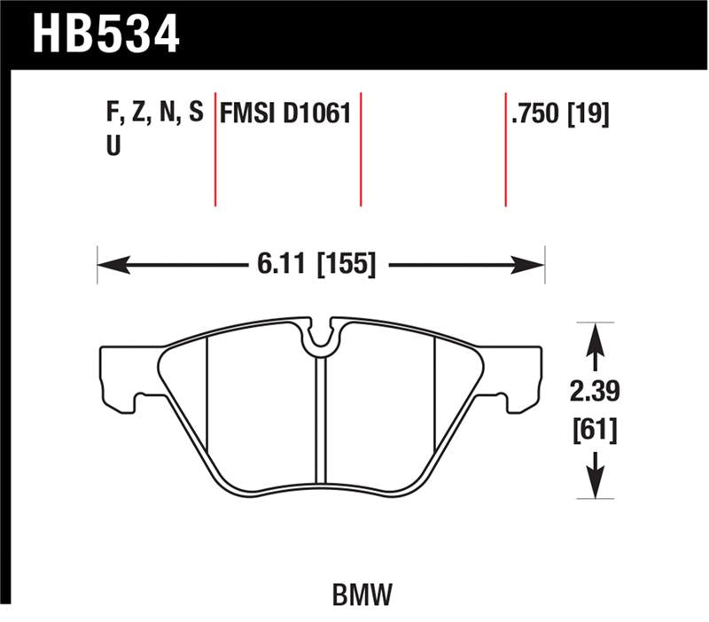 Hawk Performance HB534U.750 DTC-70 Motorsport Brake Pads