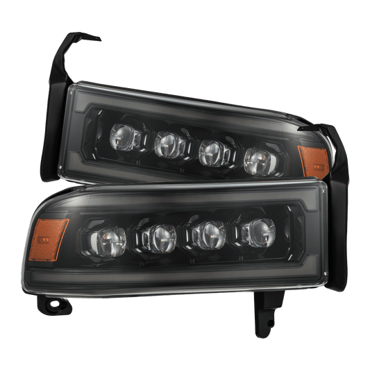 AlphaRex 880352 Dodge 94-01 RAM 1500 NOVA LED Projector Headlights Alpha-Black w/Activation Light/Sequential Signal/Switchback DRL