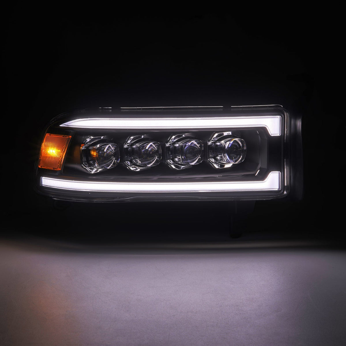 AlphaRex 880350 Dodge 94-01 RAM 1500 NOVA LED Projector Headlights Black w/Activation Light/Sequential Signal/Switchback DRL