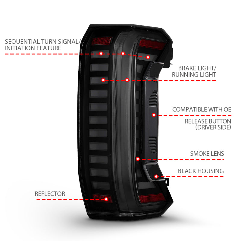 ANZO 22-26 Toyota Tundra Z-Series Full LED Tail Lights Smoke Lens Init/SeqSig- Pair