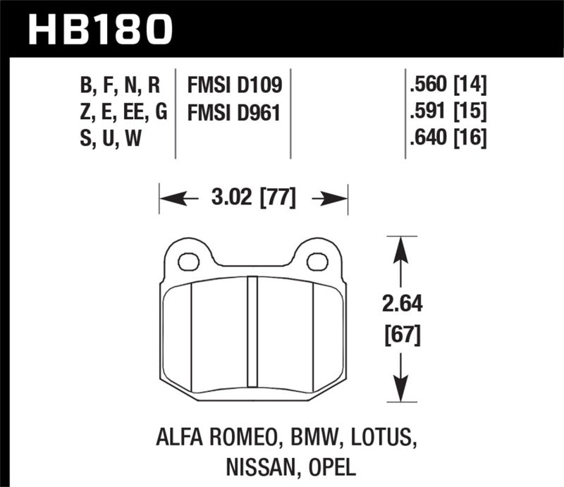 Hawk Performance HB180F.640 HPS Performance Street Brake Pads
