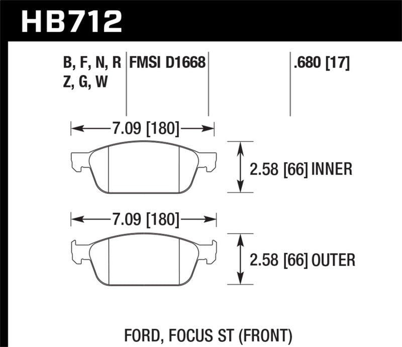Hawk Performance HB712Z.680 Performance Ceramic Street Brake Pads