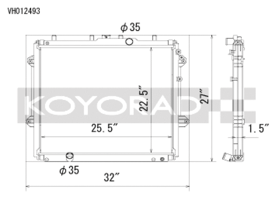 Koyo VH012493 for 10-20 Toyota 4Runner 4.0L V6 (5th Gen) Aluminum Radiator - Off-Road Use Only