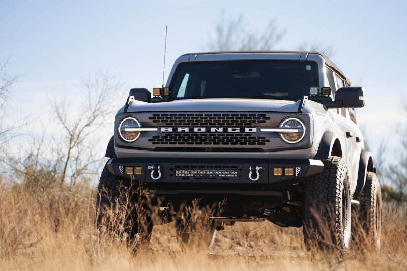 DV8 Offroad 2021+ Ford Bronco Bumper- Accommodates 20in Dual Row Light Bar & (4) 3in Pod Light Mount - #FBBR-03
