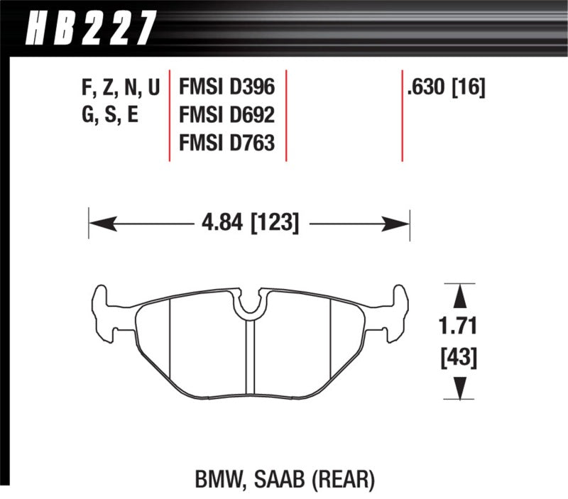 Hawk Performance HB227E.630 Blue 9012 Motorsport Brake Pads