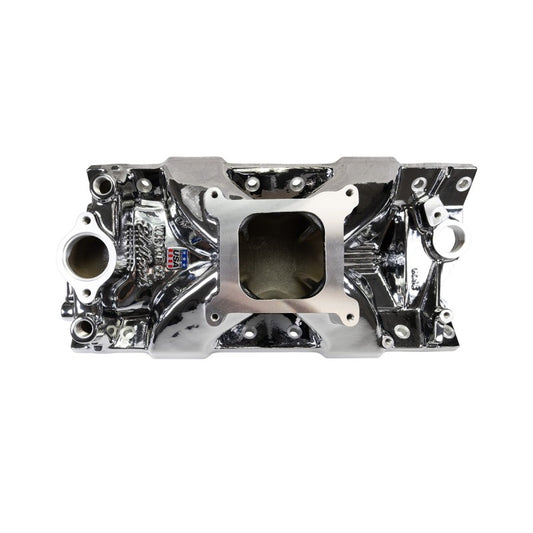 Edelbrock 2975-CP Chevrolet Small Block Victor Jr. 23 Degree Intake Manifold - Chrome Plasma Finish