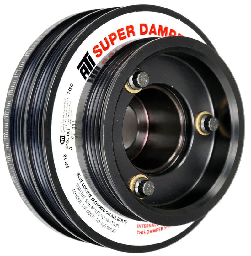 ATI Performance Products 918598 Super Damper Harmonic Balancer 5.67 in Aluminum 4 Groove with Power Steering Pulley for Nissan Skyline GT-R R33 / R34 (RB26)