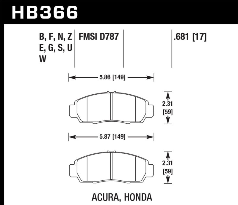 Hawk Performance HB366D.681 ER-1 Motorsport Brake Pads