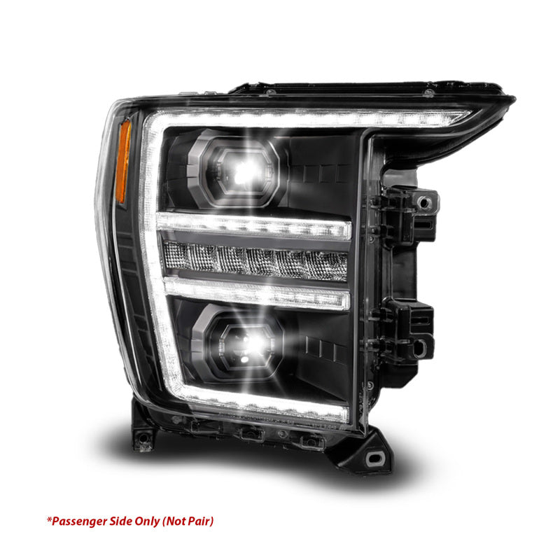 ANZO 2021-2023 Ford F-150 LED Projector Headlights - Black Housing / Clear Lens - Passenger Side