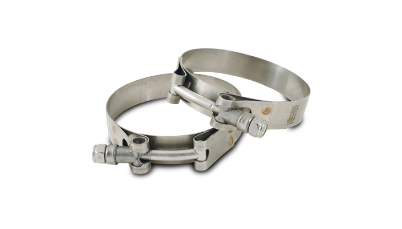 Vibrant SS T-Bolt Clamps Pack of 2 Size Range: 4.20in to 4.60in O.D.