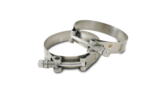 Vibrant SS T-Bolt Clamps Pack of 2 Size Range: 4.20in to 4.60in O.D.