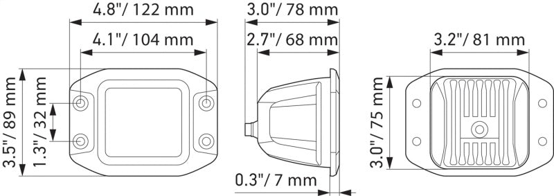 HELLA 358176831 Black Magic 3.2in LED Cube Kit - Flood Beam (Flush Mount)