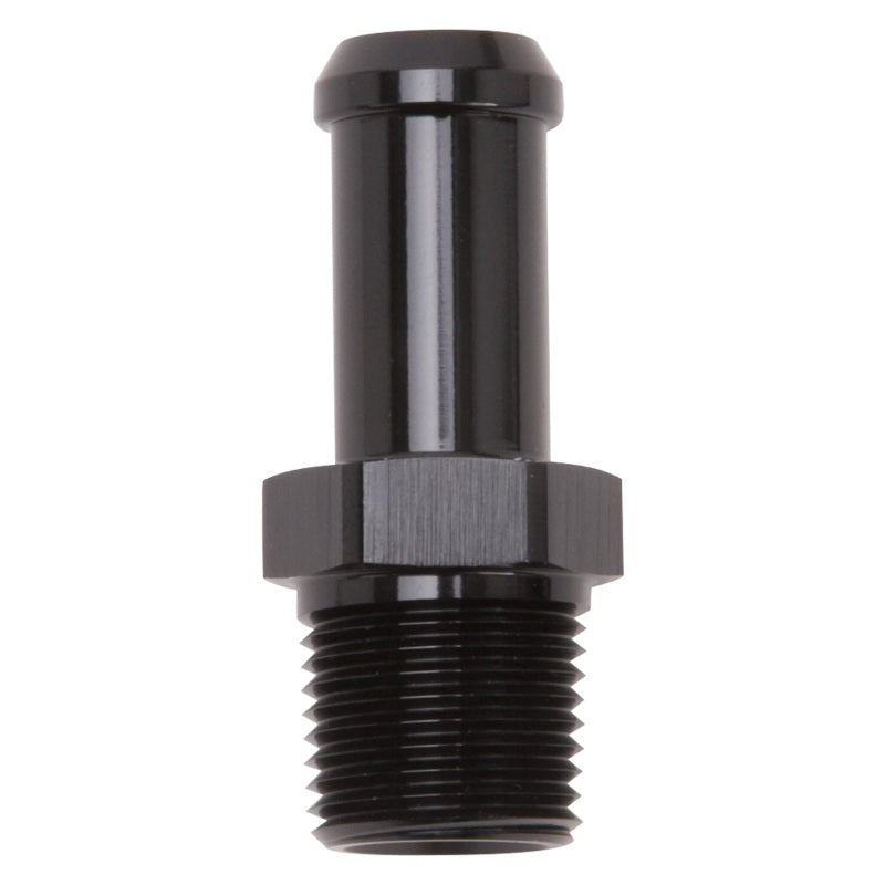 Edelbrock 8114 Hose End Straight 3/8 in NPT to 1/2 in Barb Black Anodized