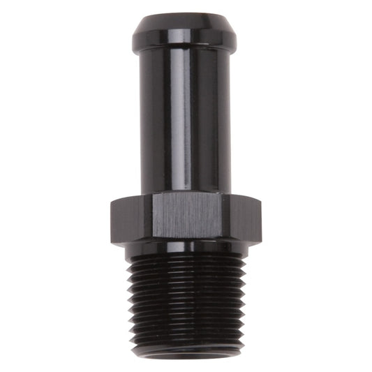 Edelbrock 8114 Hose End Straight 3/8 in NPT to 1/2 in Barb Black Anodized