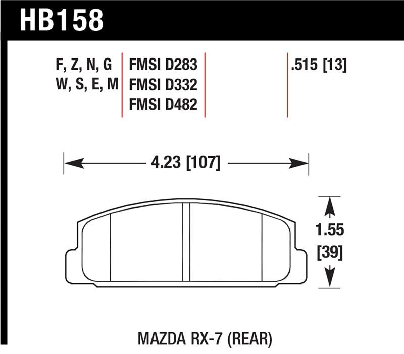 Hawk Performance HB158G.515 DTC-60 Motorsport Brake Pads