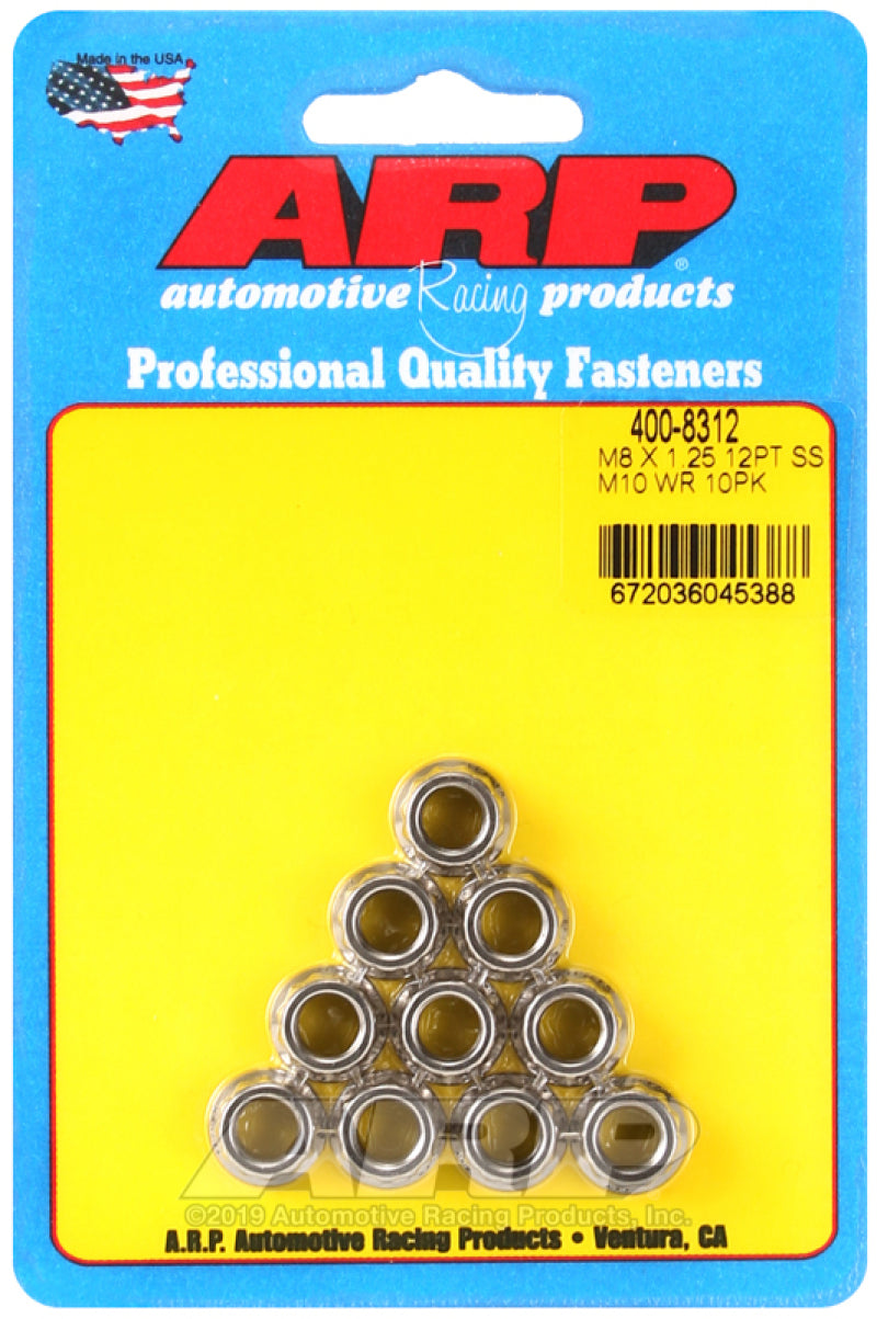 ARP 400-8312 M8 x 1.25 SS M10 Socket 12pt Nut Kit