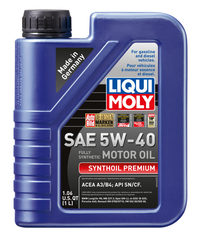 LIQUI MOLY 1L Synthoil Premium Motor Oil SAE 5W-40 (2040) - Pack of 12