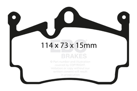 EBC 2004-2008 Porsche Boxster (Cast Iron Rotors only) 2.7 Yellowstuff Rear Brake Pads DP41920R