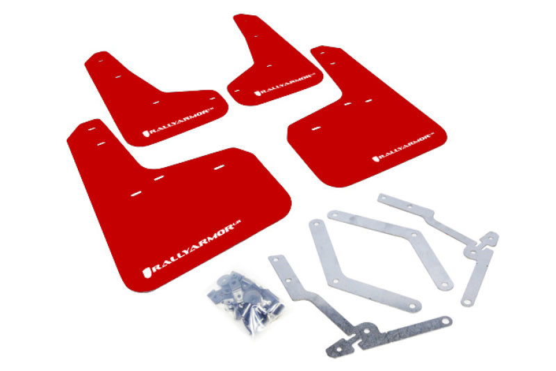 Rally Armor UR Mud Flaps - 2013-2018 Ford Focus - Red/White Logo - #MF27-UR-RD/WH