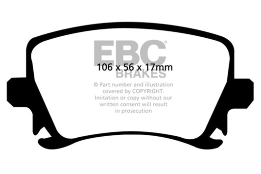 EBC 06-13 Audi A3 2.0 Turbo (Girling rear caliper) Yellowstuff Rear Brake Pads DP41518R