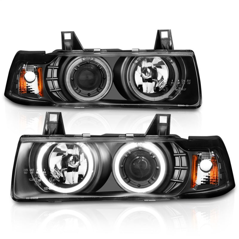 ANZO 1992-1998 BMW 3 Series E36 Projector Headlights w/ Halo Black G2 1 pc