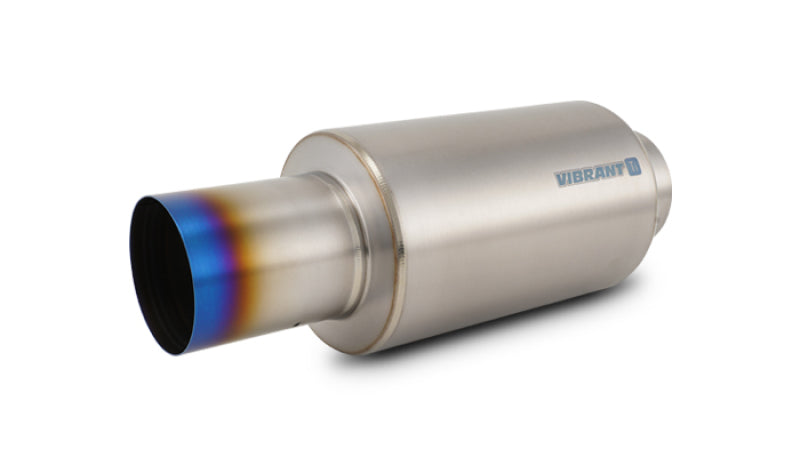 Vibrant Titanium Muffler w/Straight Cut Burnt Tip 4in Inlet/4in Outlet
