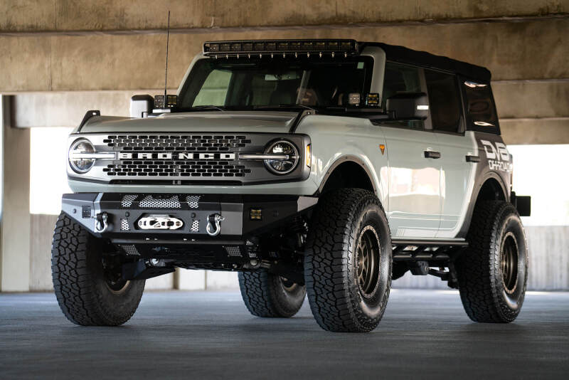 DV8 Offroad 2021+ Ford Bronco Front Bumper Winch Capable w/ Optional Bull Bar/Aux Light Opening - #FBBR-01