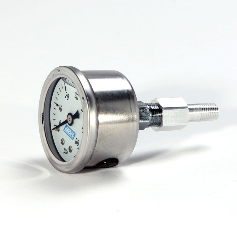 BBK Performance 1617 Liquid Filled EFI Fuel Pressure Gauge 0-60 PSI with Adapter for 1986-1998 Ford Mustang V8 (5.0L / 4.6L)