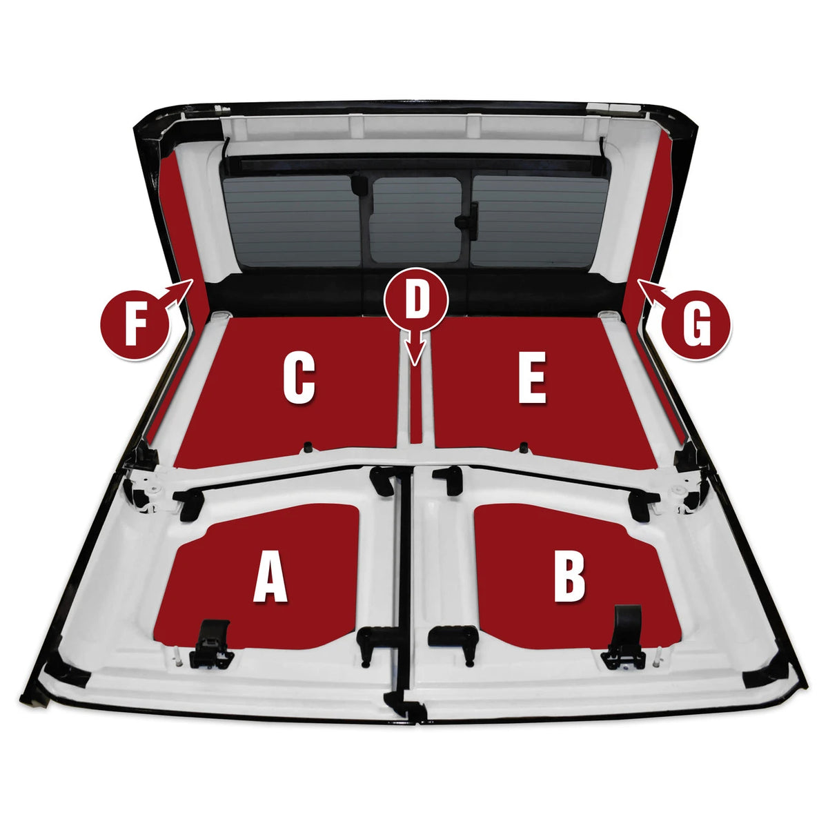 DEI for 2020-2022 Jeep Gladiator JT 4-Door Boom Mat Complete Headliner Kit - 7 Piece - White