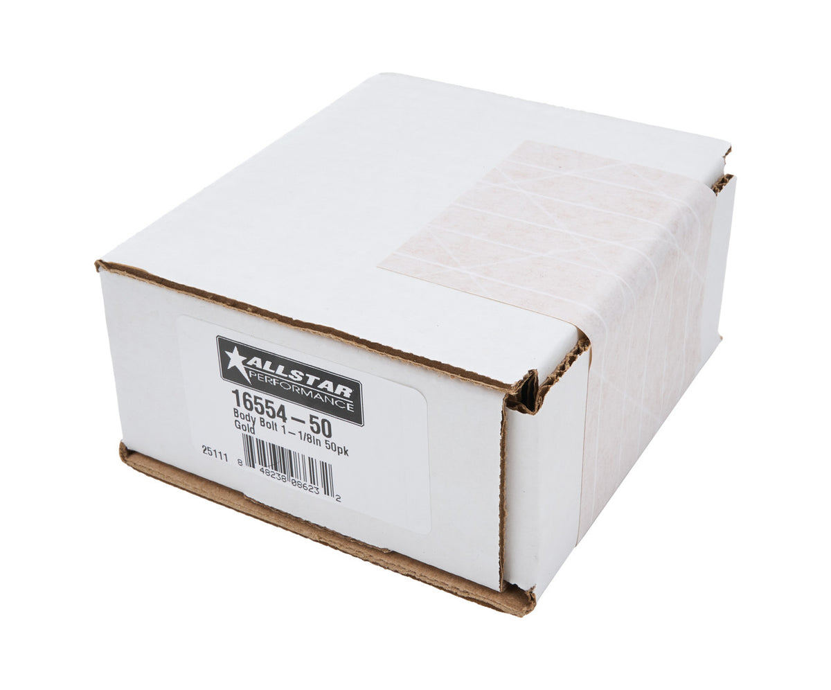 Allstar Performance Body Bolt 1-1/8in 50pk Gold ALL16554-50