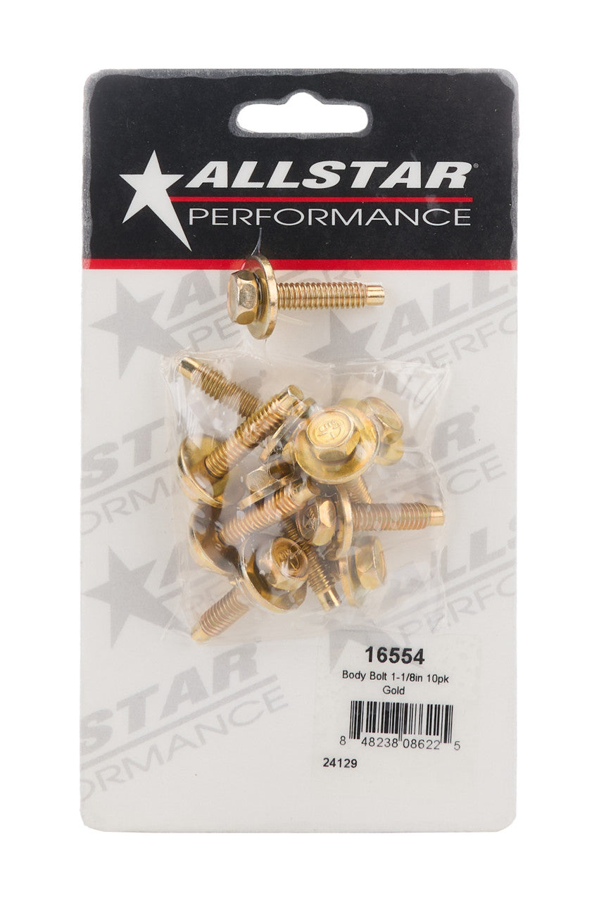Allstar Performance Body Bolt 1-1/8in 10pk Gold ALL16554