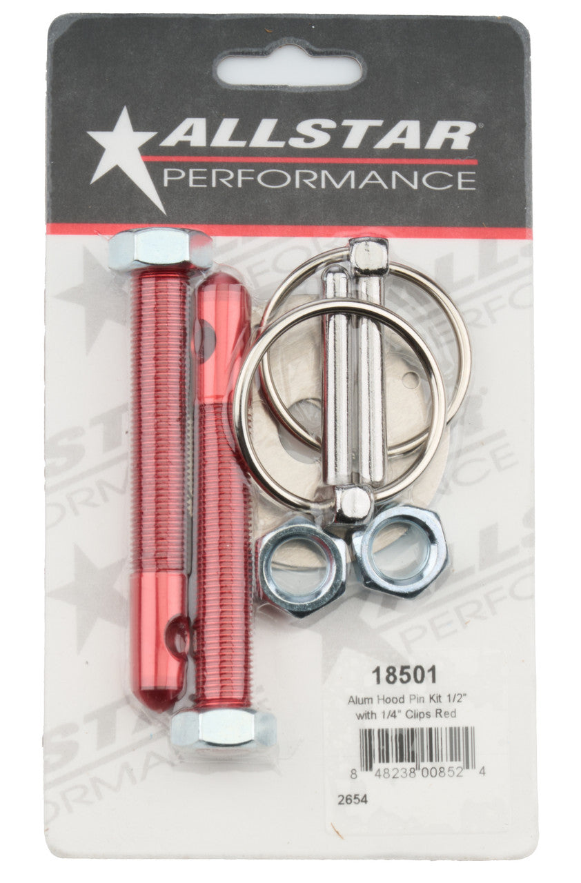 Allstar Performance Aluminum Hood Pin Kit 1/2in Red ALL18501