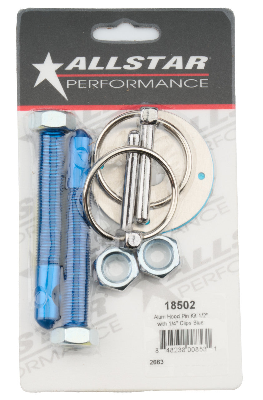 Allstar Performance Aluminum Hood Pin Kit 1/2in Blue ALL18502