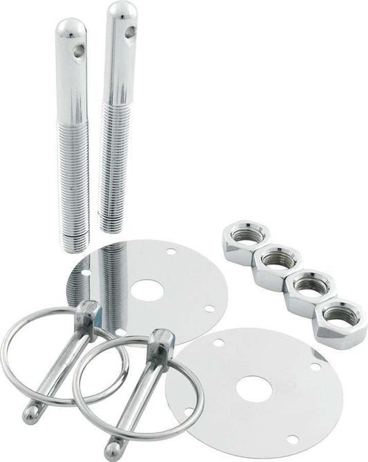 Allstar Performance Steel Hood Pin Kit with 1/4in Flip-Over Clips ALL18513